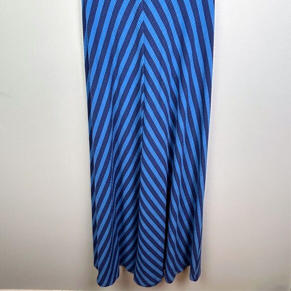Maeve Anthropologie Bisevo Ribbed Blue Striped Maxi Dress Sleeveless Petite S - Picture 6 of 16